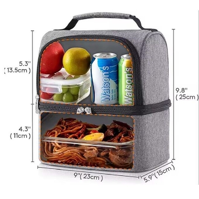 Gepersonaliseerde waterdichte Oxford Tote Geïsoleerde koeler zak Dubbel dek Aluminium folie lunchzak